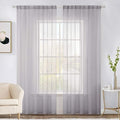 MIULEE 2 Panels Solid Color Sheer Window Curtains Elegant Window Voile Panels/Drapes/Treatment for Bedroom Living Room (54X90 Inches Light Grey)