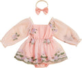 Giraropa Baby Girl Fall Winter Clothes Long Sleeve Romper Dress + Socks + Headband Newborn Infant Cute Casual Outfits