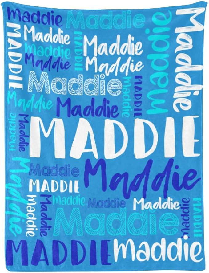 Dr.TOUGH Personalized Blankets with Name Customized Baby Blankets for Girls Boys Adults Monogrammed Blankets and Throws Christmas Birthday Mothers Fathers Valentines Day Gift (Blue-Green, 40''×50'')