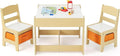 HONEY JOY Kids Table and Chairs, 3-in-1 Children Wooden Activity Set with Storage, Detachable Tabletop, for Art, Craft, Drawing, Reading, Gift for Toddlers Boys Girls 3-7 Years Old (Natural)