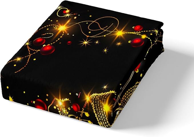 Christmas Tree Duvet Cover Set Queen Size, Gold Musical Note Print Bedding Set 3pcs for Kids Boys Girls Bedroom Decor, New Year Theme Xmas Holidays Comforter Cover with 2 Pillowcases,No Comforter