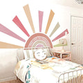 Large Rainbow Sun Wall Decals, Inspirational Peel and Stick Fabric Nursery Wall Decor, Removable Home Room Wall Decor Murals Stickers for Kids Girls Toddler Bedroom Living Room Playroom
