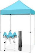 EAGLE PEAK 5x5 Pop Up Canopy Tent Instant Outdoor Canopy Easy Set-up Straight Leg Folding Shelter, Light Blue