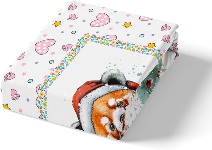 Feelyou Christmas Duvet Cover Set Xmas Tree Bedding Set for Kids Boys Girls Red Panda Love Print Comforter Cover Cute Animal Quilt Cover Room 3Pcs Full Size,Zipper,No Comforter