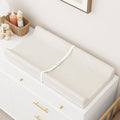 YACODAVO Wipeable Baby Changing Pad for Dresser and Table, Cozy Diaper Changing Pad with Waterproof & Wipe-Clean Leather Cover, Off-White