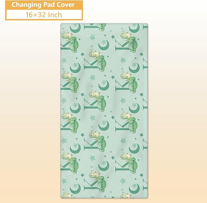 Custom Baby Bedding Set, 5 Pcs Personalized Baby Crib Sets with Name, Toddler Bedding Set for Baby Girls Boys, Green Crocodile Double Layer Nursery Bedding Set, Customized Gifts for Infants