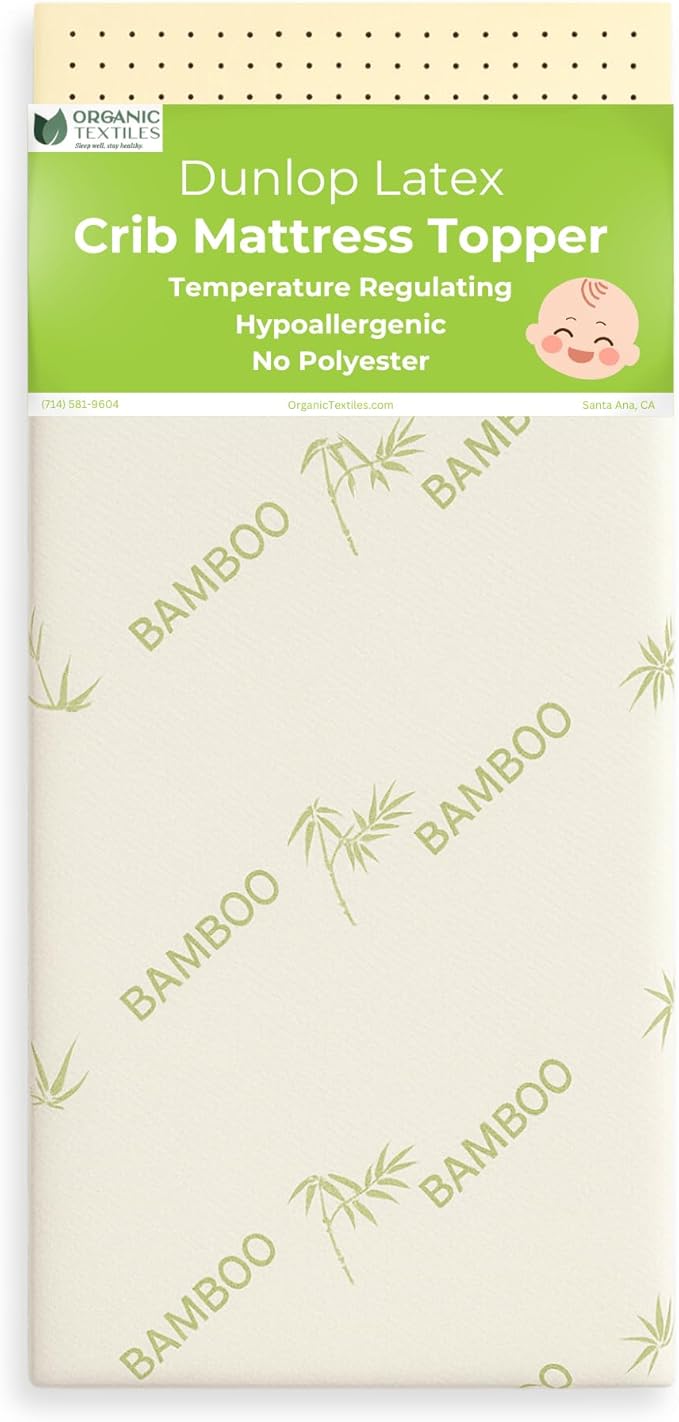 ORGANIC TEXTILES Organic Baby Mattress Topper with Rayon Derived Bamboo Cover - GOLS/GOTS Certified - Breathable - 3" Mini Sleeper (31"x18")