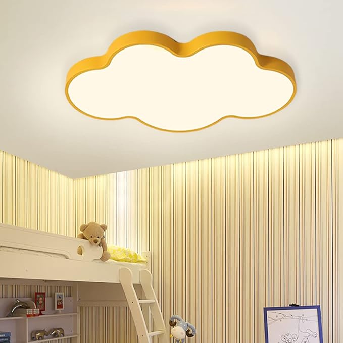 LED Ceiling Light Fixture,27 Inch Modern Cloud Shape Recessed Ceiling Lights, Dimmable Light,Yellow 43W Close to Ceiling Lighting Flush Mount Living Room Bedroom,3000K-6000K