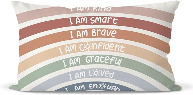 QIYUHOY Classroom Reading Corner Rainbow Decor Throw Pillow Covers, Book Center Calming Corner Home Bedroom Playroom Decor Pillow Case,12x20 Inch Pillowcase(red)
