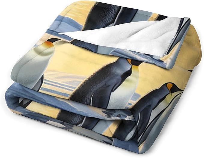 Penguin Blanket Antarctic Penguins Gifts for Girls Boys Woman Kids Penguin Lover Throw Blankets Soft Blanket Warm Fleece Flannel Plush Blankets for Bed Sofa Couch 60"x80"