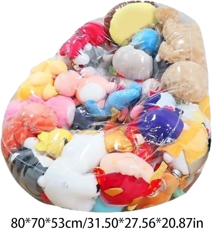 Clear Stuffed Animal Storage Bean Bag Chair Cover - Extra Large Stuffed Animal Storage Chair Waterproof & Easy-Clean Toy Organizer with Plastic Window (Cover Only, No Filler) (1Pcs)