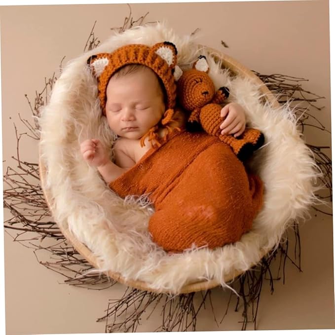 Baby Photography Photo Props Blanket, Newborn Faux Photography Blanket Mat Rug, DIY Basket Stuffer Rug Wrap Shaggy Background Backdrop