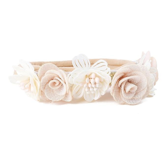 cherrboll 3pcs Baby Girl Flower Headbands, Super Soft & Stretchy Nylon Floral Hairbands for Newborn Toddler