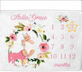 OLIVE OLIVIA Personalized Gifts for Baby with Customized Name, Monthly Milestone Blanket Girl Boy, Growth Chart Blanket, Perfect Custom Pentagram Frame,60''x80''