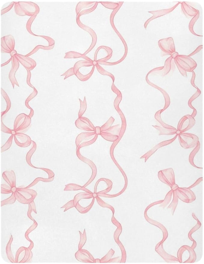 Watercolor Bows Crib Sheets for Boys Girls Soft Breathable Mini Crib Sheets for Baby 52" x 28"