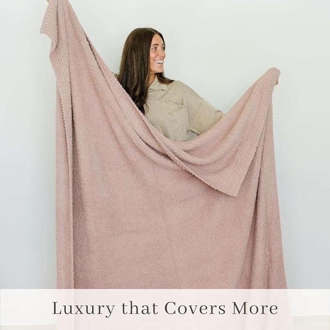 SARANONI Bamboni Luxury Throw Blanket | Oversized Super Soft Plush Home Decorative Comfy Blankets for Couch or Bed | Pink - X-Large 60” x 80”