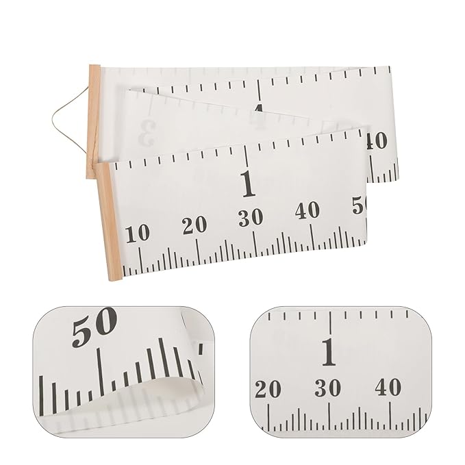 Growth Chart Height Measurement Ruler for Boys and Nordic Style Canvas Wall Hanging with Centimeter Scale Height Measuring Tape for Home Nursery Decor
