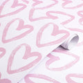 Timeet 17.7In x 196.8In Pink Wallpaper Heart Wall Paper Peel and Stick Modern Self Adhesive Removable Contact Paper Cabinets Wallpaper for Bedroom Kids Room Eco-Friendly Wallpapers