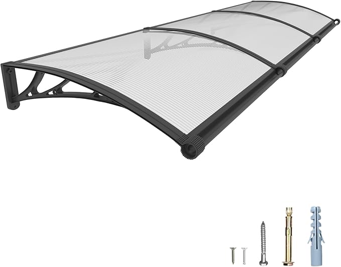 40''*120'' Window and Door Exterior, UV/Rain/Snow/Sunlight Protection Sheet,UPF 50+ Polycarbonate Overhang Canopy,House Overdoor Awnings for Door Entrance Outside/Patio/Porch/Deck