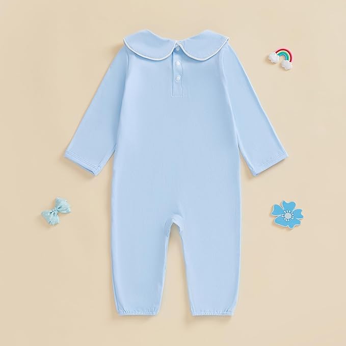 Merqwadd Baby Coming Home Outfit Boy Girl Cotton Long Sleeve Romper Jumpsuit Plain One-Piece Clothes