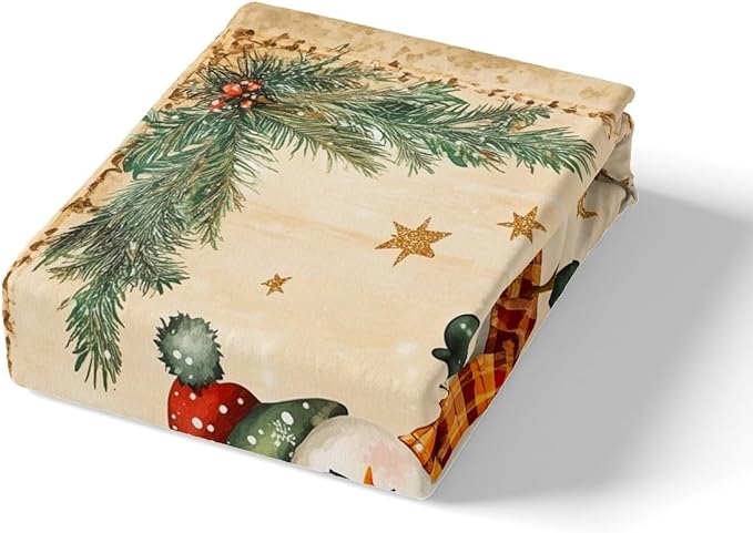 Manfei Christmas Kids Duvet Cover Set Queen Size, Cute Snowman Bedding Set for Boy Girl Room Decor, New Year Holly Leaf Print Comforter Cover, Lightweight Bedspread Cover, 2 Pillowcases, No Comforter