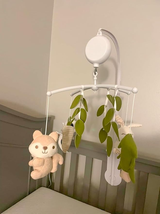 Crib Mobile 35 Lullaby Muisc,Cotton Baby Mobiles for Cribs & Pack N Play, Easy to Install, Stuffed Animals Hanging Toys Newborn Boys & Girls, Safari Nursery Decor