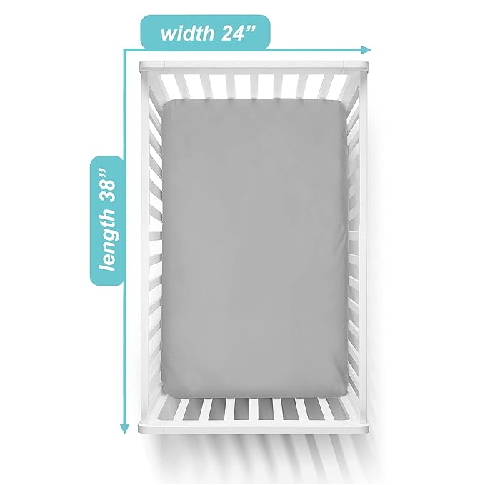 American Baby Company 2 Pack 100% Natural Cotton Fitted Mini Crib Sheets 38" x 24" - Soft & Breathable Small Nesting Portable Sheets, Fits Pack N Play Mattresses, Gray, for Boys & Girls