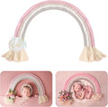 Newborn Photography Props Macrame Rainbow Decor Handmade Rainbows Newborn Photo Prop Rainbow Baby Photoshoot Props Bedroom Wall Decor Playroom Nursery Photo Props Accessories (Pink)