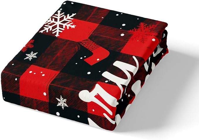Red Black Plaid Duvet Cover Set Full Size Merry Christmas Bedding Set 3pcs for Kids Boys Teens Western New Year Theme Comforter Cover White Snowflake Print Quilt Cover with 2 Pillowcases,No Comforter