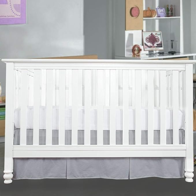 Cottington Lane Crib Bed Skirt Pleated Crib Skirt Dust Ruffle, 100% Natural Cotton, Nursery Crib Toddler Bedding Skirts for Baby Boys or Girls, 14" Soft Crib Dust Ruffle Drop Crib Skirt-Light Grey
