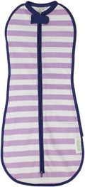 Woombie Original Baby Swaddling Blanket - Soothing, Cotton Baby Swaddle - Wearable Baby Blanket, Purple Stripe, 14-19 lbs, 3-6 Month