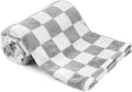 Plush Checkered Baby Blanket for Boys Girls Nursery, 30"*40" Warm Short Fleece Blanket Neutral for Infant Newborn, Small Fuzzy for Sleeping, Chenille or Stroller (Gray&White)