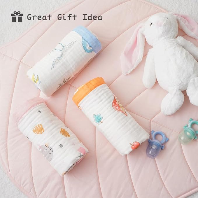 BATTILO PTY 6 Layer Muslin Baby Blankets, Nursery Blankets for Boys Girls, Swaddle Blankets Babt Blanket Neutral Soft Lightweight Toddler and Kids Throw Blankets (Coffee Squirrel)