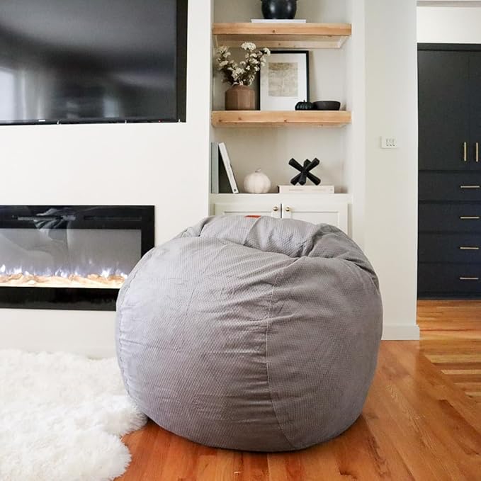 CordaRoy's Chenille Bean Bag-Convertible Bean Bag Chair-Machine-Washable Chenille Fabric Cover-for Basement,Living Room,Game Room,Dorm & More - Full Size - Charcoal | Made in The USA