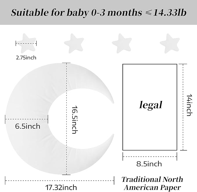 IGMaryBox Baby Moon Star Pillow Newborn Posing Pillow Newborn Photography Posing Pillows Infant Photography Props Set (White)
