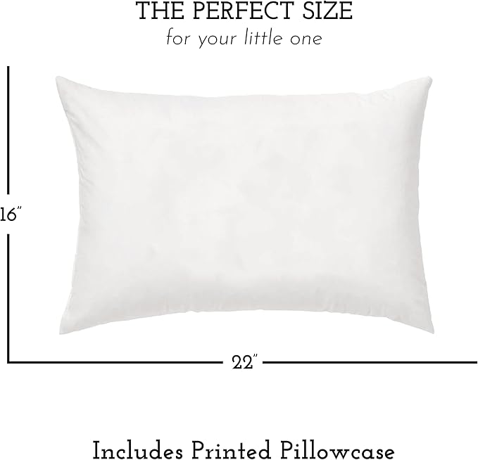 Little Sleepy Head Youth Pillow with Pillowcase 16x22, Soft Jumbo Toddler Pillow & Hypoallergenic Pillowcase - Best Kids Pillows for Sleeping, Perfect Kids Travel Pillow (White)