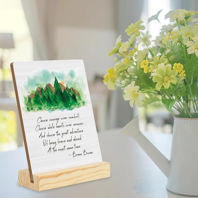 Inspirational Quote Wood Plaque Signs Motivational Quotes Choose Courage Over Comfort. Choose Whole Hearts Over Armour Psychology Recovery Watercolor Desk Decor Encourage planks2006