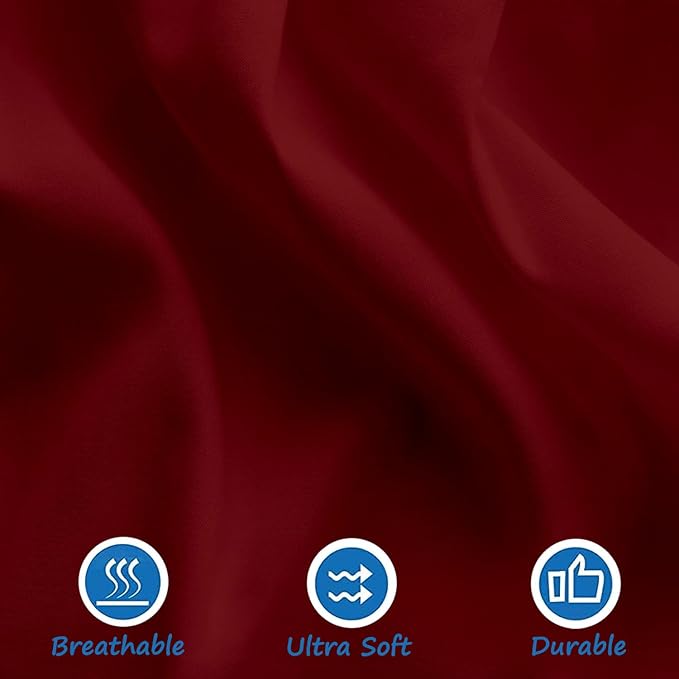 Burgundy Crib Bed Skirt 28" x 52" with 14" Drop - Dust Ruffle Crib Skirt with Split Corners - Soft Nursery Standard Crib Toddler Bedding Skirt for Baby Boys or Girls