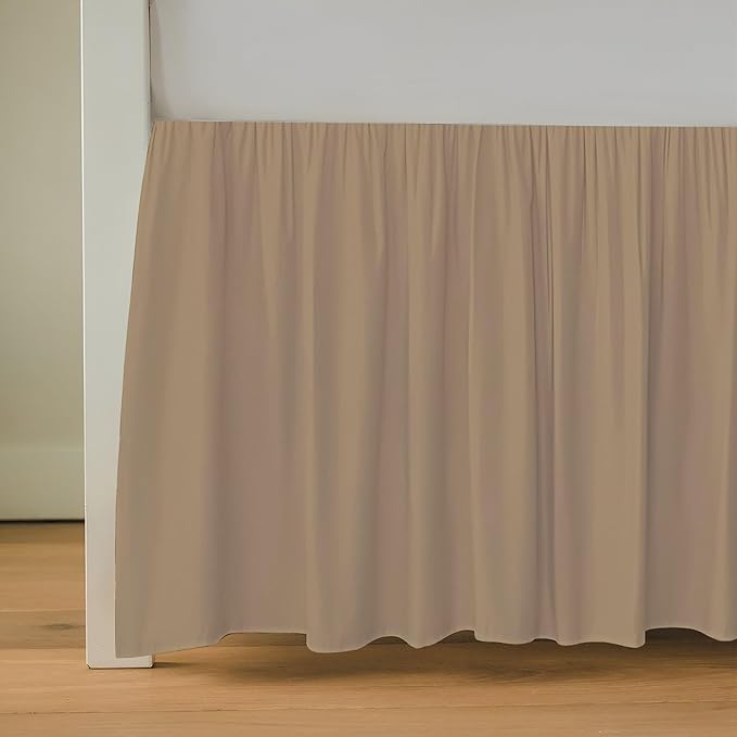 Luxury Crib Bed Skirt 28" x 52" with 14 Inch Drop Soft & Breathable Dust Ruffle Fits Standard Crib and Toddler Bed Nursery Microfiber Fabric Ruffle Bed Skirt for Baby Boys or Girls Taupe Solid