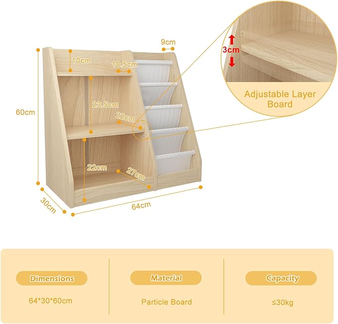 White 3 Tier Kids Bookshelf Toddler Book Rack for Book Toy Storage Organizer Children Bookcase 4 Sling Adjustable Book Display Shelf for Nursery Playroom Kids Baby Bedroom