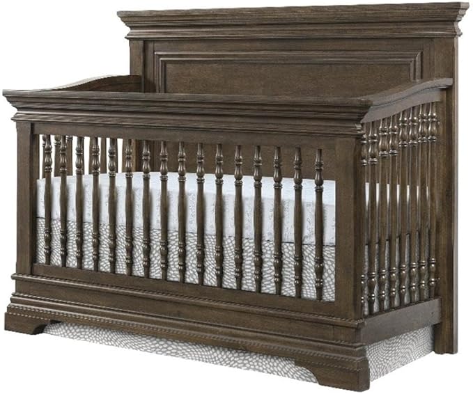 Pemberly Row Traditional Wood Convertible Crib in Rosewood Brown