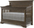 Pemberly Row Traditional Wood Convertible Crib in Rosewood Brown