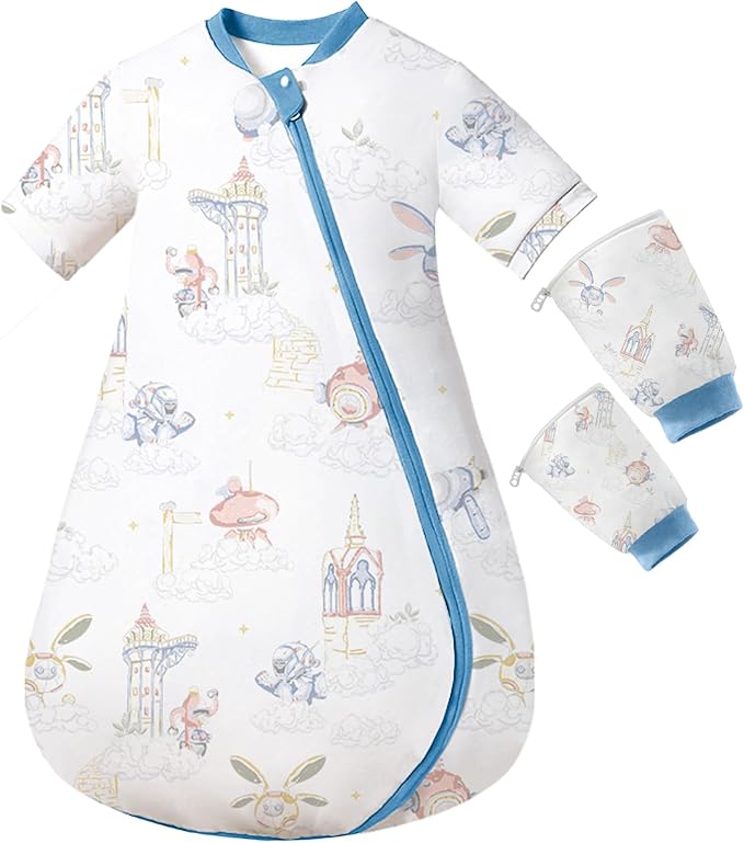 Baby Sleep Sack with Removable Sleeves, Breathable Wearable Blanket for Newborn & Toddler 6-36 Months, Cute Print