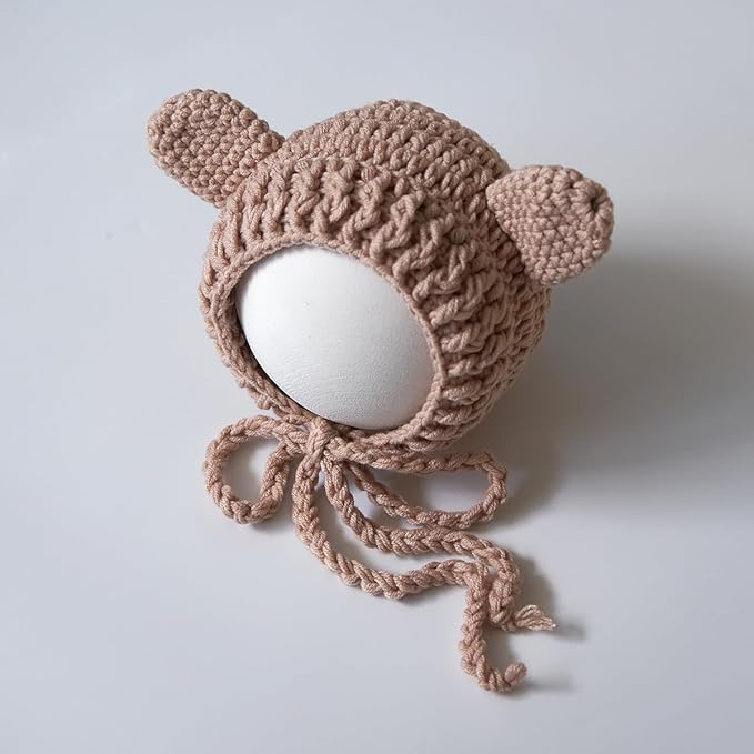 Zeroest Newborn Photography Outfits Boy Girl Bear Props Baby Photoshoot Crochet Bonnet Stuffed Animals for Newborn Photo