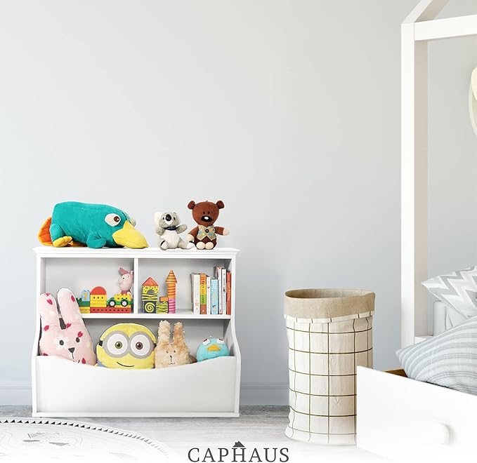 CAPHAUS Kids' Toy Storage Organizer, Open Storage Cubby, Multifunctional Book and Toy Storage Cabinet, Book and Toy Storage Shelf for Nursery, Playroom, Closet, Home Organization Toy Bookcase