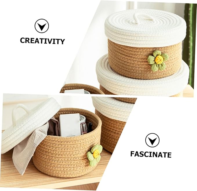 Unomor Round Woven Storage Basket Moses Basket Modern Style Storage Bin for Clothes