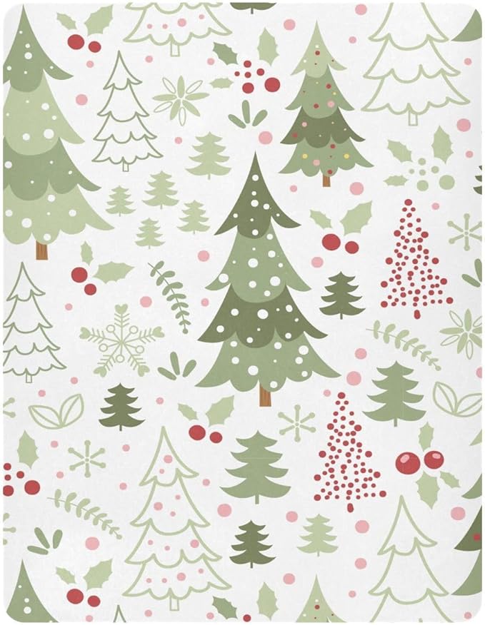 Cartoon Christmas Tree Crib Sheets for Boys Girls Pack N Play Sheet Soft Breathable Mini Crib Sheets 39" x 27"