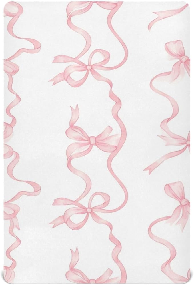 Watercolor Bows Crib Sheets for Boys Girls Soft Breathable Mini Crib Sheets for Baby 52" x 28"