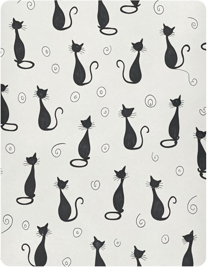Crib Sheet, Unisex Crib Sheet, Soft and Comfortable for Standard Crib and Toddler Mattress, Black Cat