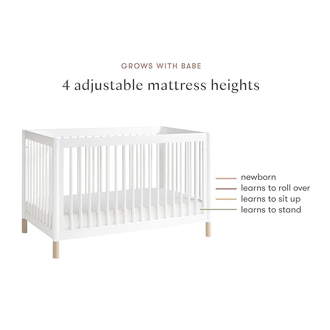 Babyletto Gelato 4-in-1 Convertible Crib with Toddler Bed Conversion in White and Washed Natural, Greenguard Gold Certified